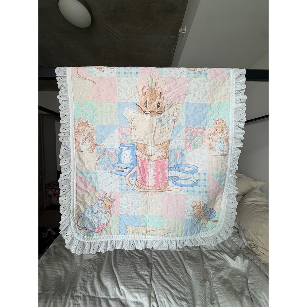 Vintage Peter Rabbit Print Baby Quilt